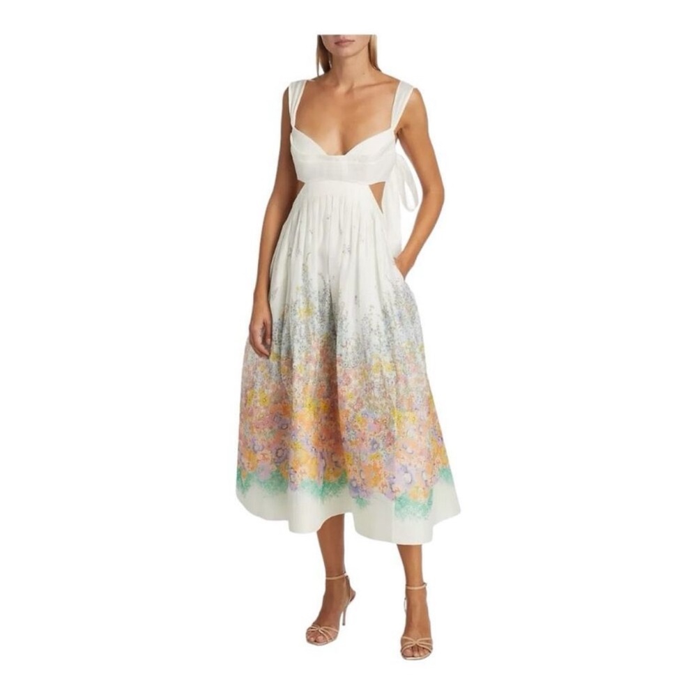 Floral Silk & Linen Bralette-Style Dress